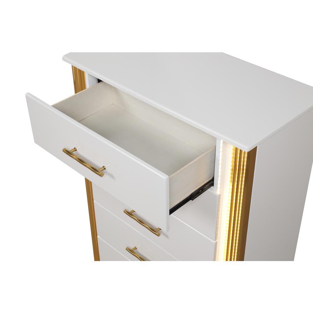 Obsession Contemporary Style 5-Drawer Chest Made with Wood & Gold Finish. Picture 2