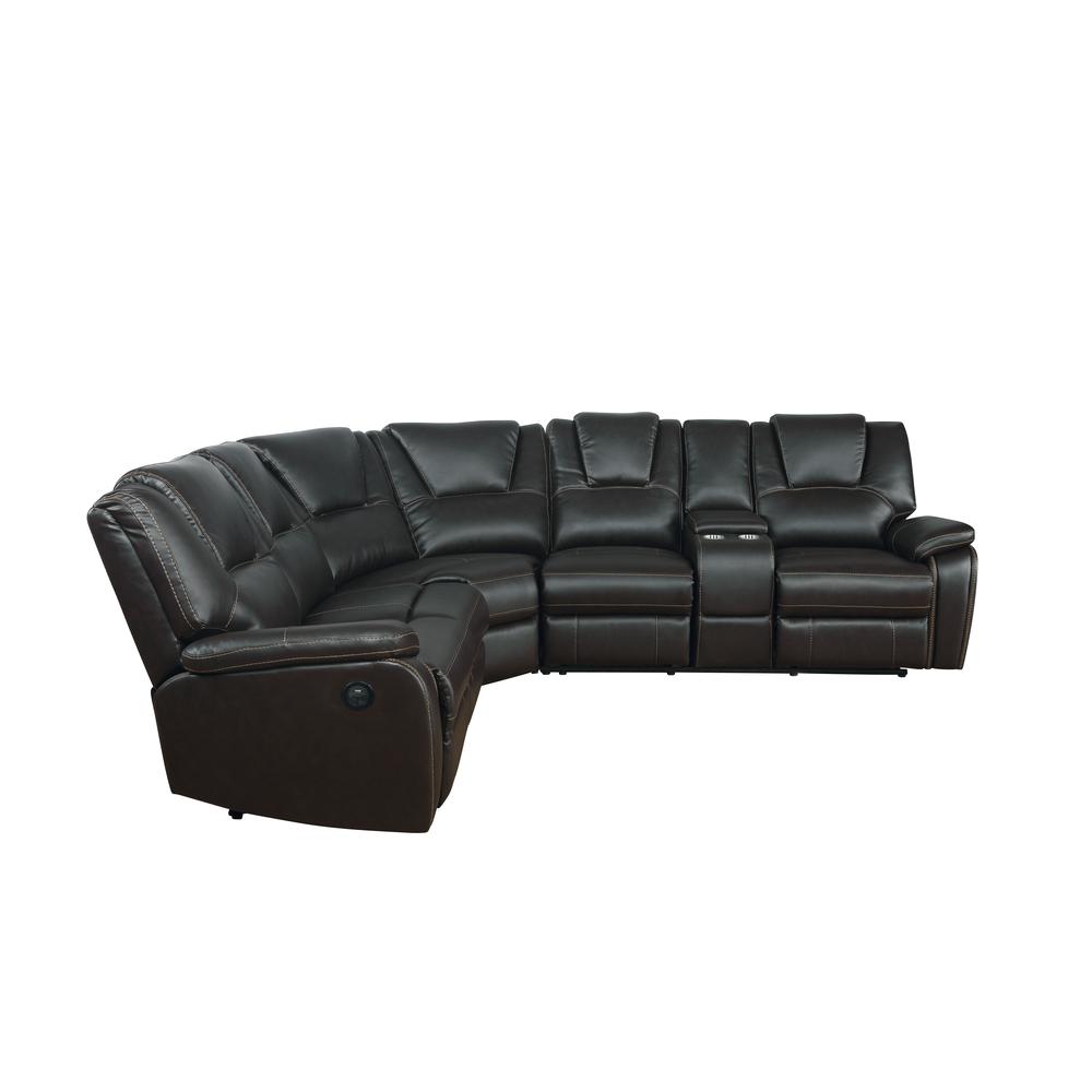 Power Reclining  USB Port Charger Sectional Sofa Made with Wood. Picture 3