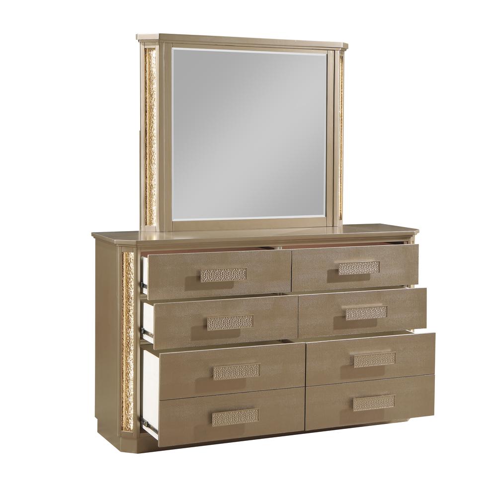Modern Style Copper  Gold Finish 8-Drawer Dresser Made with Wood. Picture 2