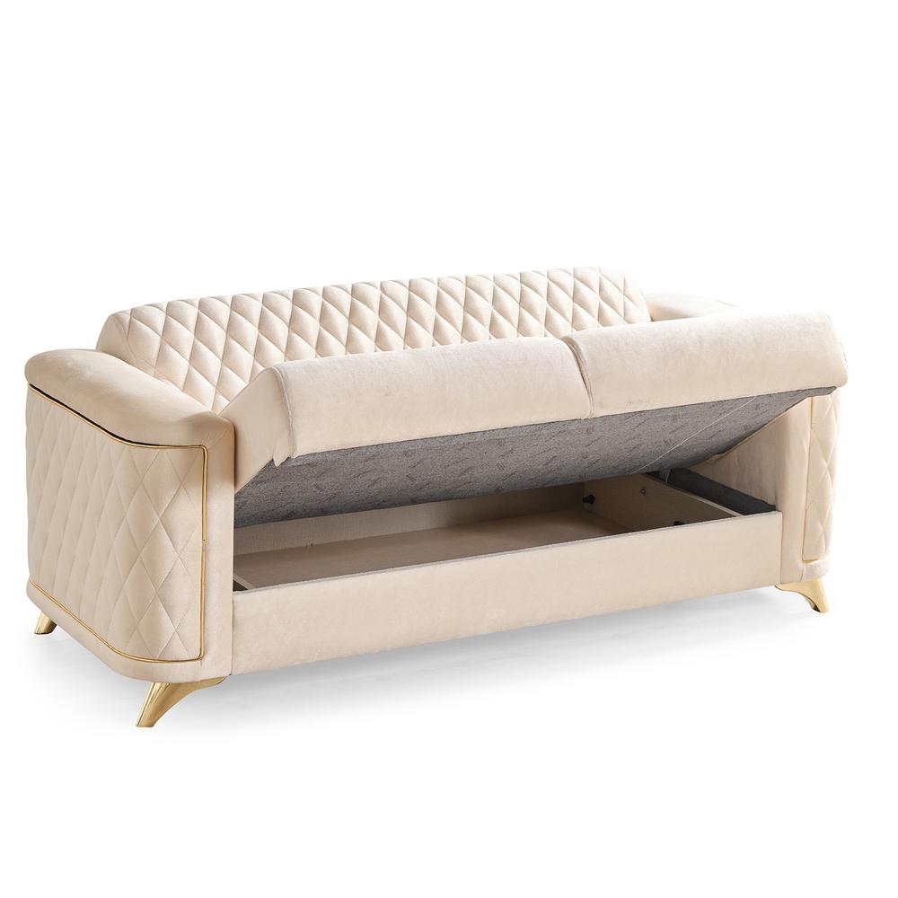 Luna  Style Loveseat with Built in Hidden Storage, Made with Wood  Velvet Finish. Picture 1