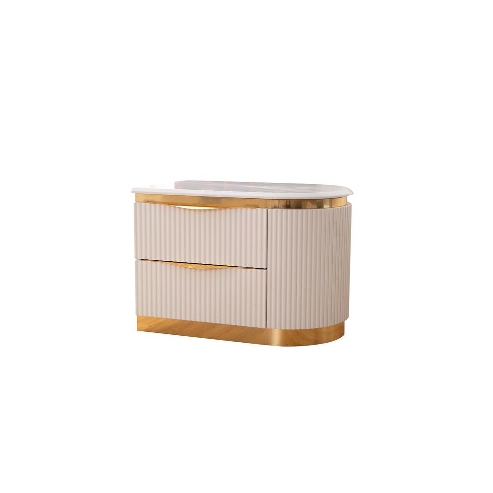 Laura Contemporary Style 2-Drawer Nightstand Made with Wood & Gold Finish. Picture 2