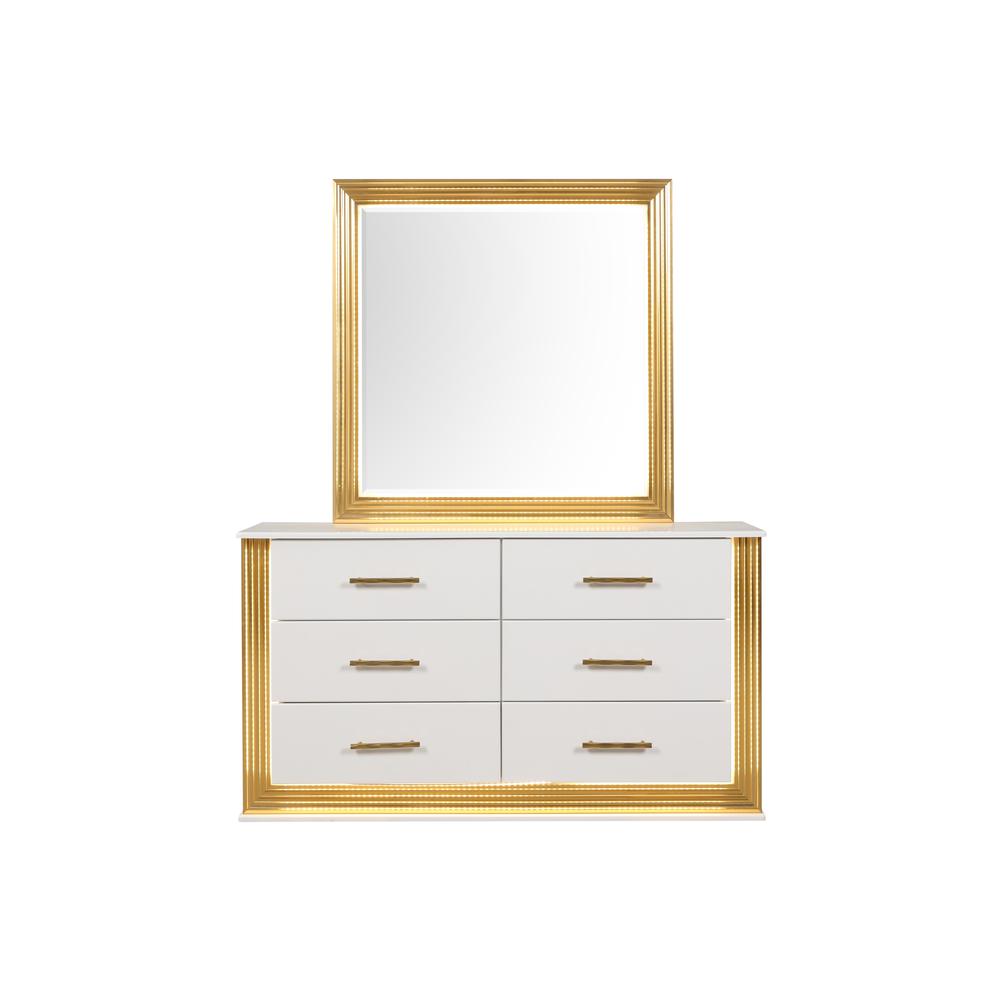 Obsession Contemporary Style 6-Drawer Dresser Made with Wood & Gold Finish. Picture 5