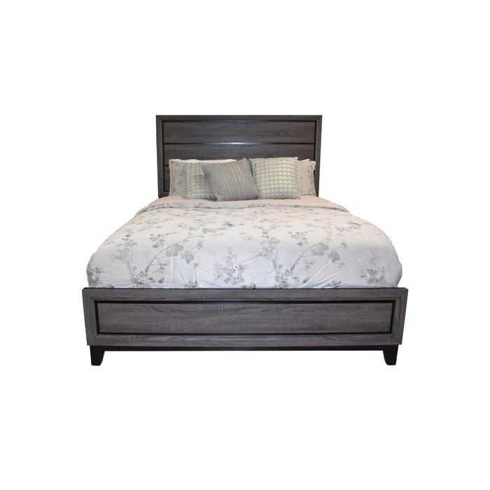 Sierra King Size Contemporary Bed Made with Wood in Gray. Picture 1