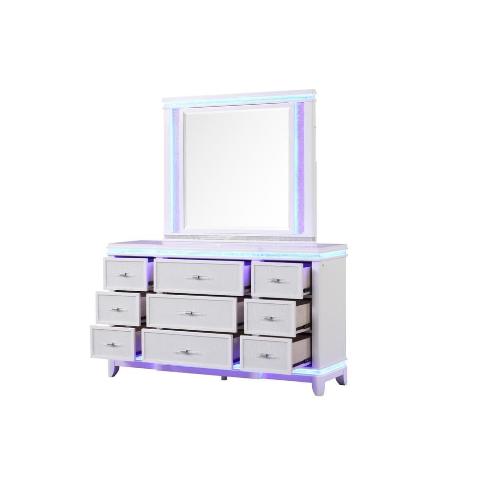 9-Drawer Dresser with Mirror-Embellished Front and LED Enhancement. Picture 3