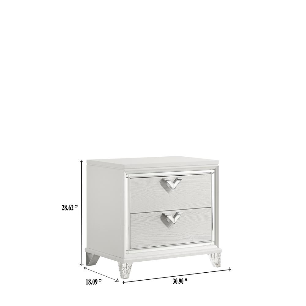 Prism Modern Style 2-Drawer Nightstand with LED Glow & V-Shape Handles. Picture 3