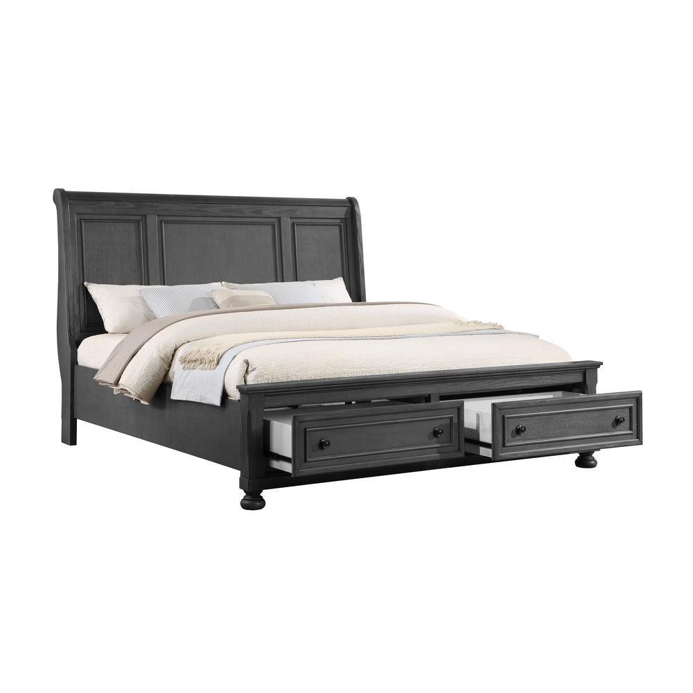 Jackson Modern Style Queen/King Bed Made with Wood & Rustic Gray Finish. Picture 1
