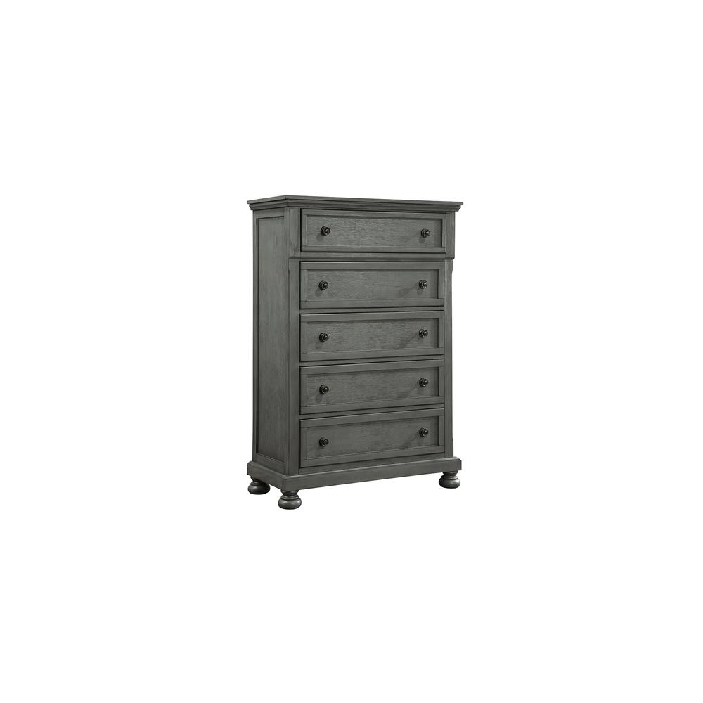 Jackson Modern Style 5-Drawer Chest Made with Wood & Rustic Gray Finish. Picture 1