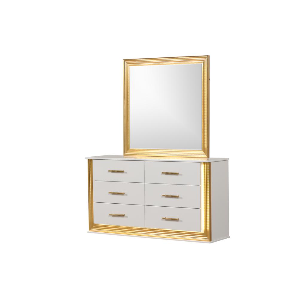 Obsession Contemporary Style 6-Drawer Dresser Made with Wood & Gold Finish. Picture 1