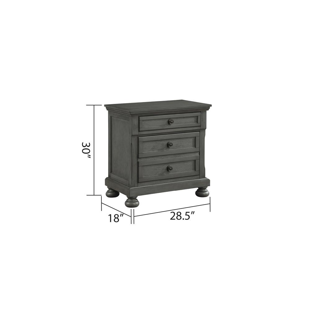 Jackson Modern Style 2-Drawer Nightstand Made with Wood & Rustic Gray Finish. Picture 3
