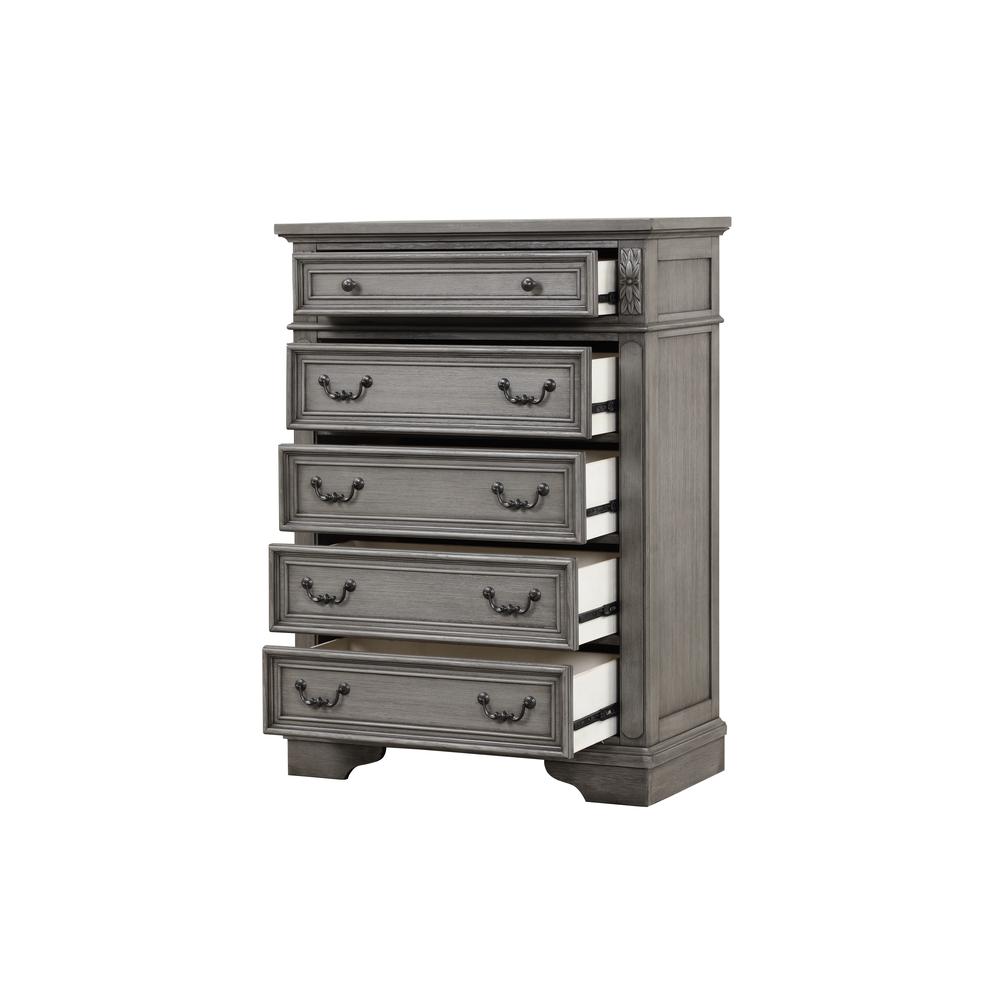 Traditional Style 5-Drawer Chest with Lustrous Pulls and Full-Extension Slides. Picture 2