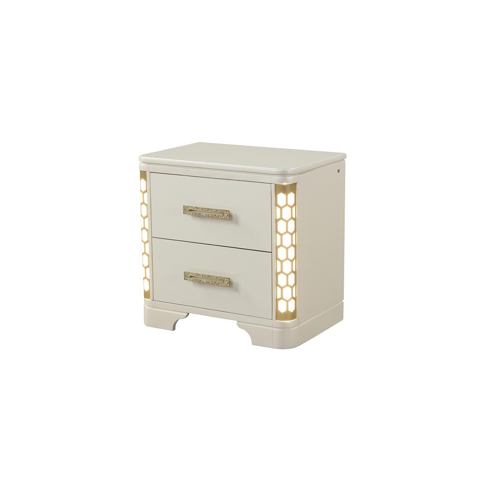 Jasmine Traditional Style 2-Drawer LED Nightstand Made with Wood. Picture 3
