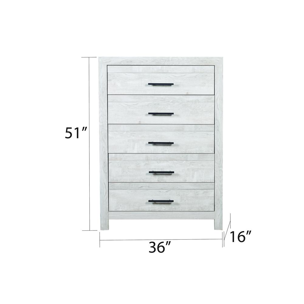 Prism Modern Style 5-Drawer Chest with Mirror Accents & V-Shape Handles. Picture 5