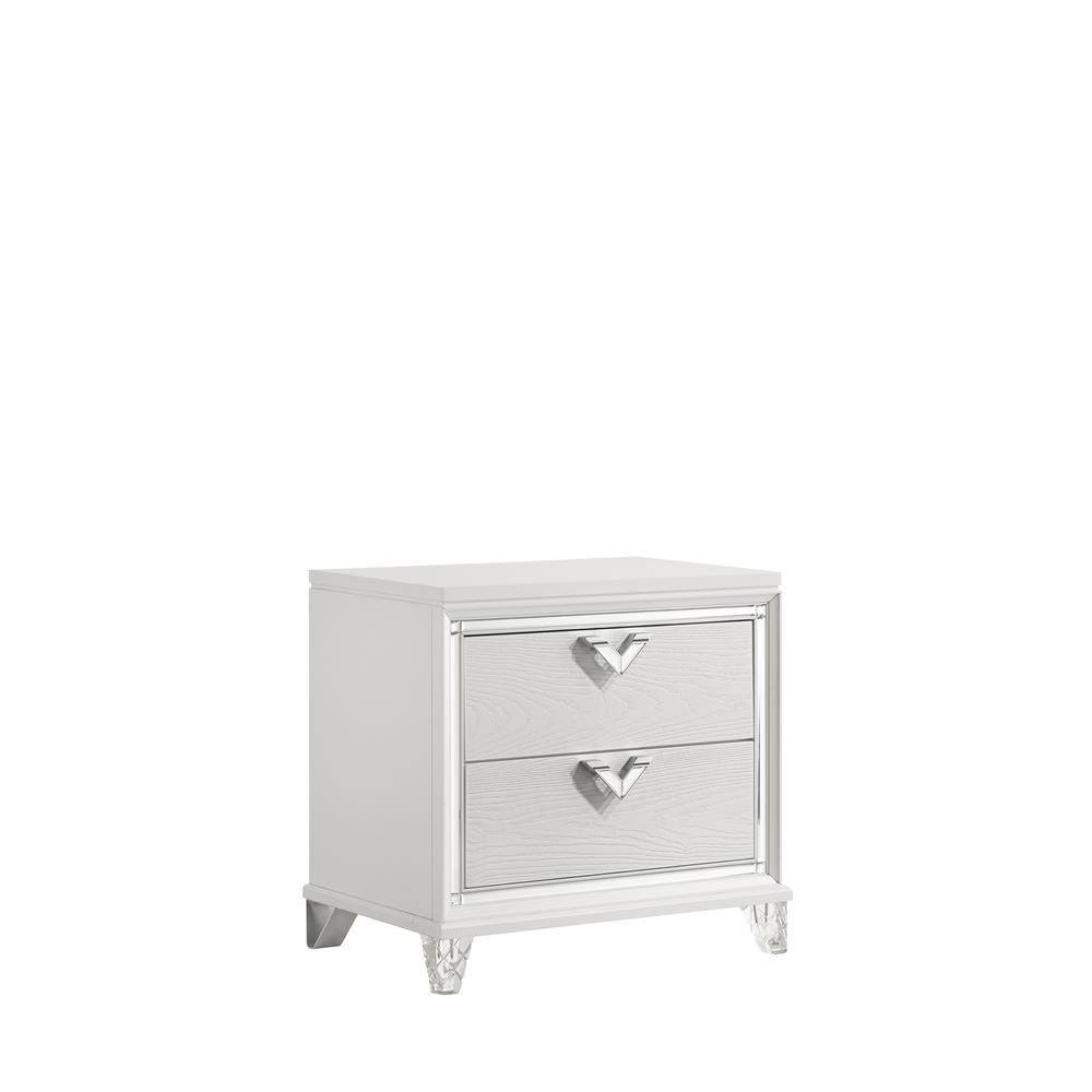 Prism Modern Style 2-Drawer Nightstand with LED Glow & V-Shape Handles. Picture 1