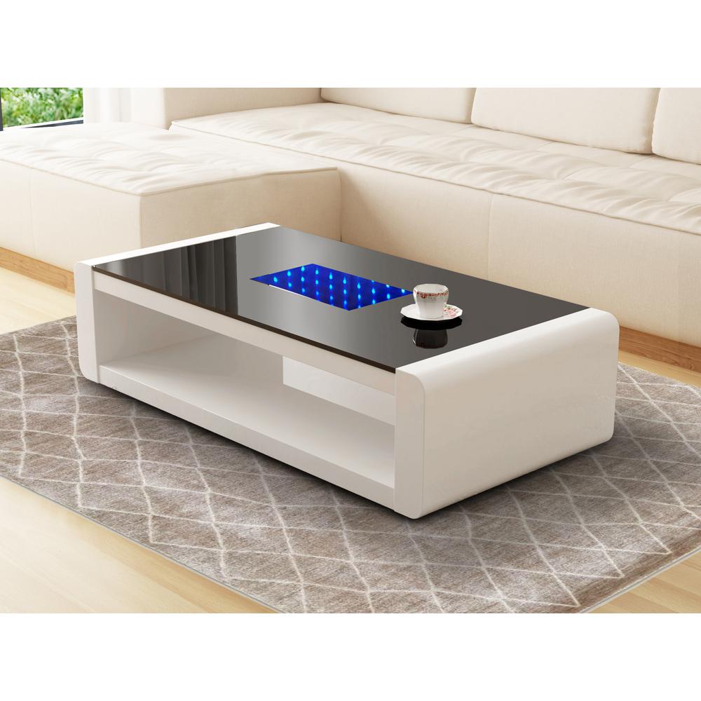 Chelsea Modern   Style Built in LED Coffee Table Made with Wood  Glossy Finish. Picture 3