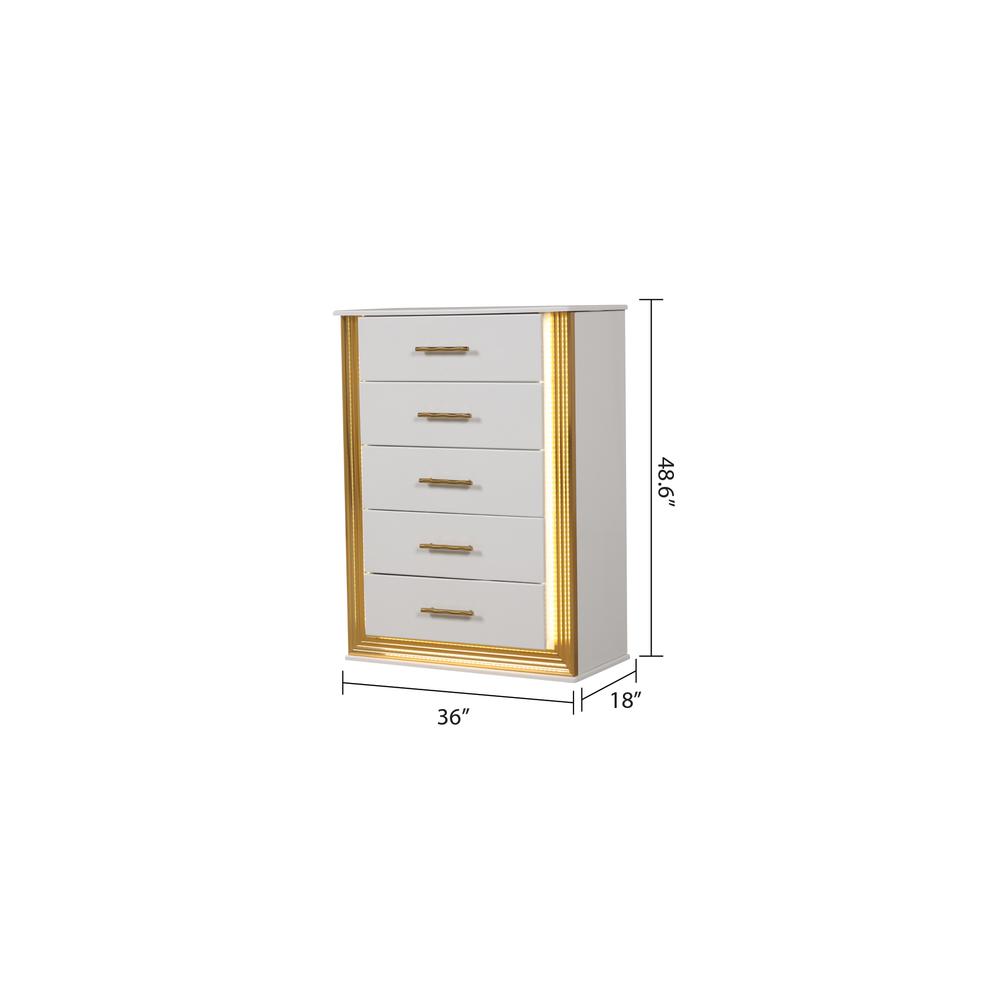 Traditional Style 5-Drawer Chest with Lustrous Pulls and Full-Extension Slides. Picture 5