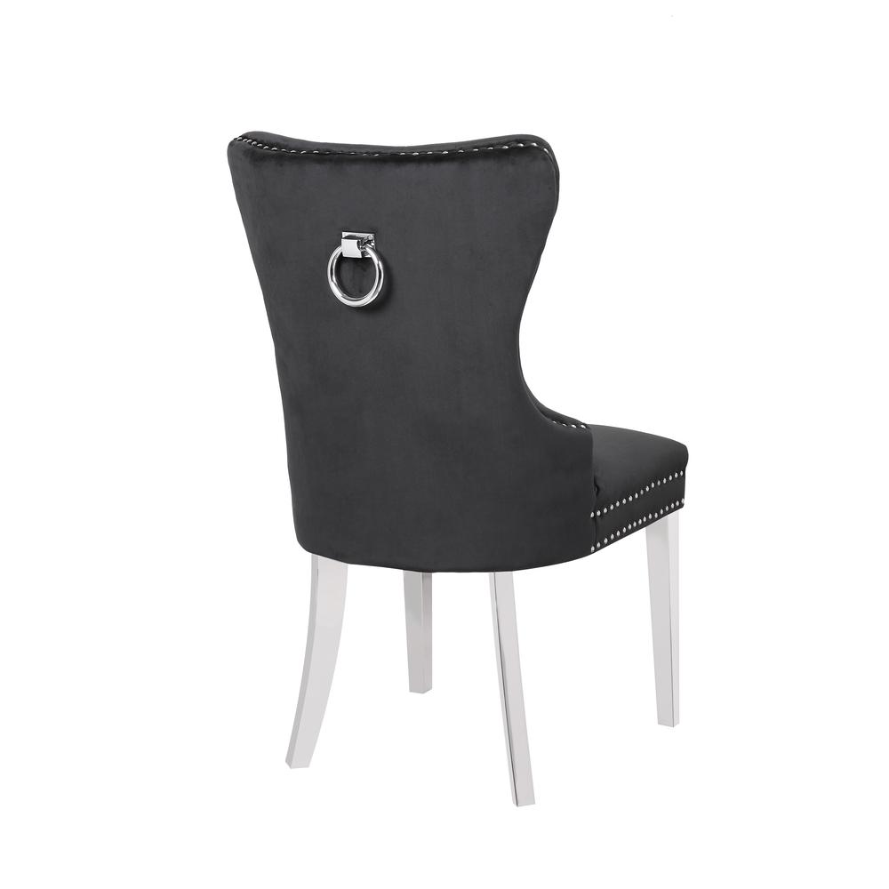 Erica 2 Piece Stainless Steel Legs Chair Finish with Velvet Fabric in Black. Picture 2