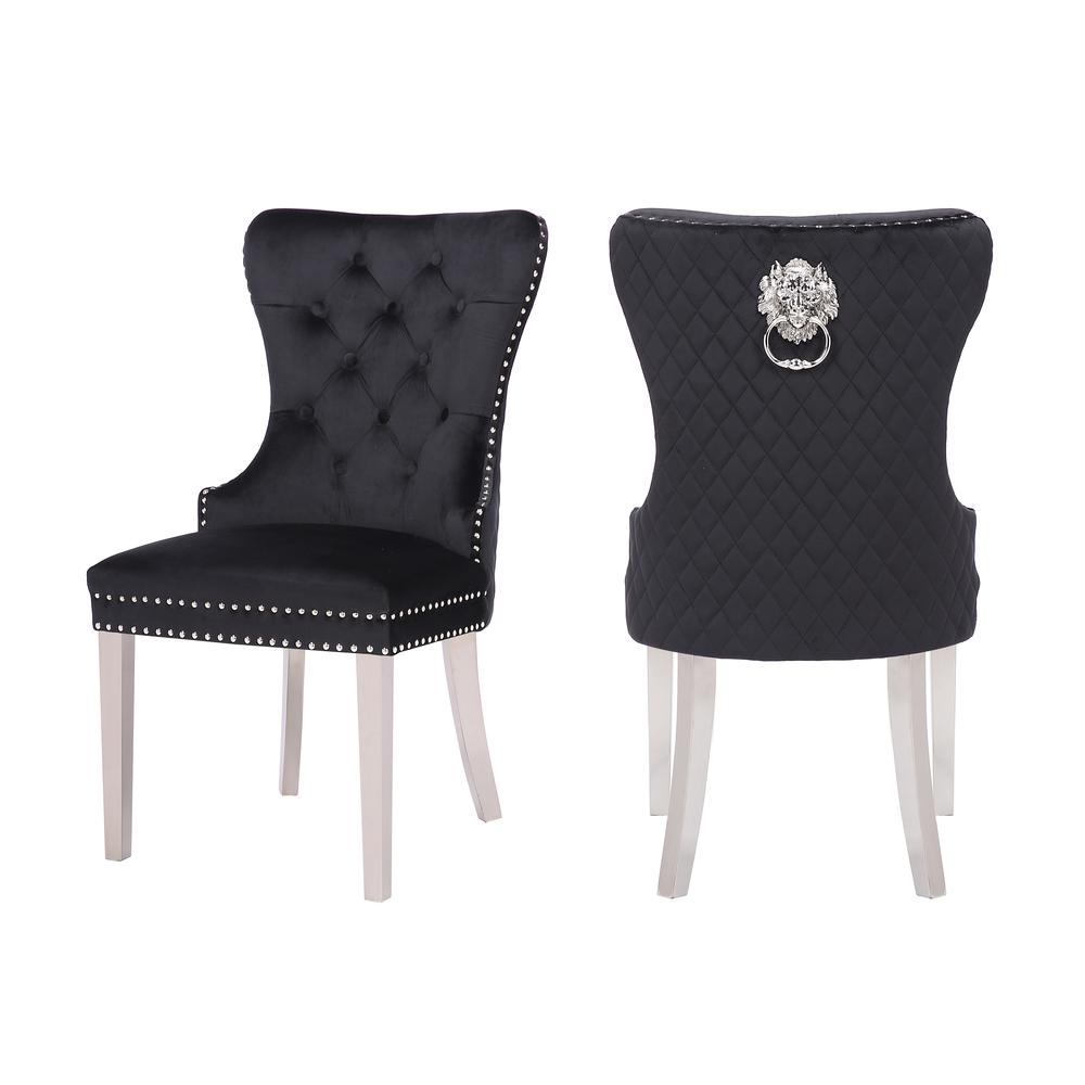 Simba Stainless Steel Dining Chair Finish with Velvet Fabric - 2 Chair per Box. Picture 1