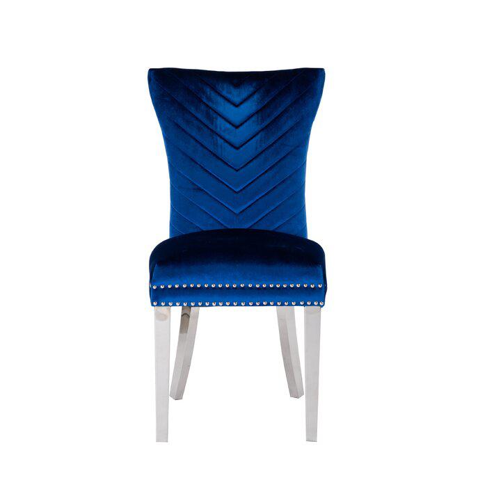 Eva 2 Piece Stainless Steel Legs Chair Finish with Velvet Fabric in Blue. Picture 5