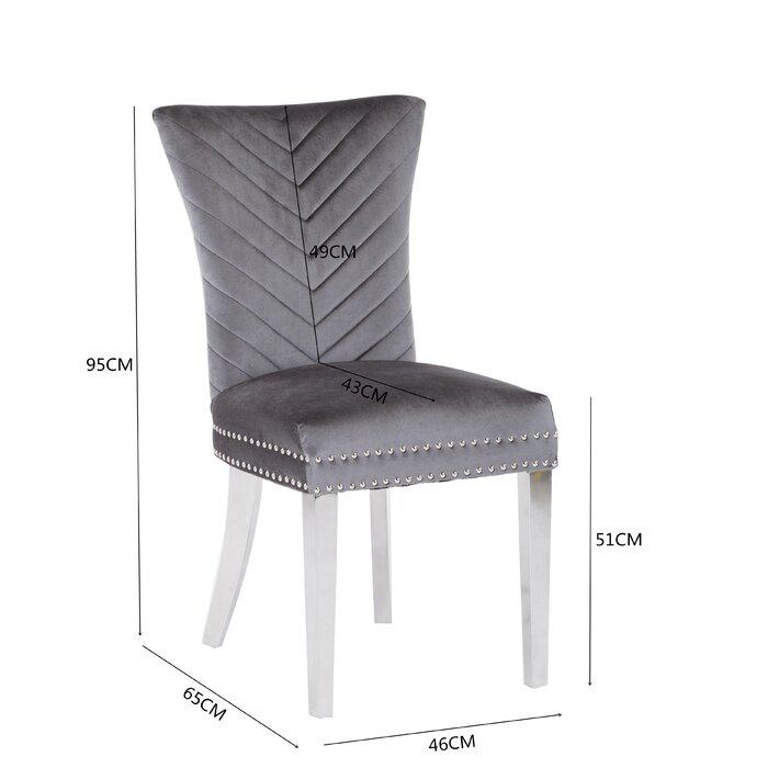 Eva 2 Piece Stainless Steel Legs Chair Finish with Velvet Fabric in Light Gray. Picture 6