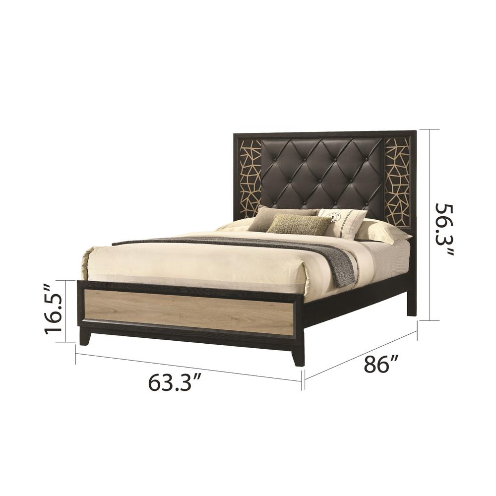 Modern   Style Upholstered Queen/King Bed Made in Wood with Wooden Pattern. Picture 2