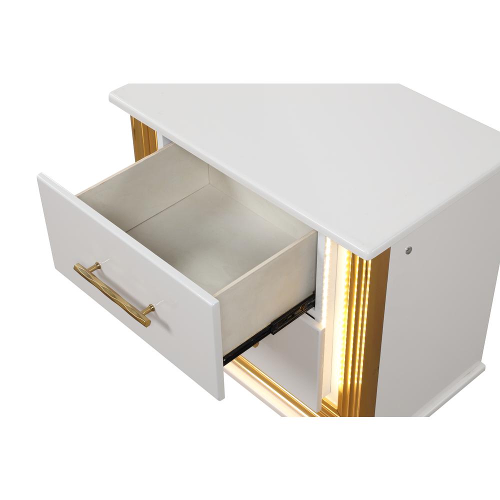 Obsession Contemporary Style 2-Drawer Nightstand Made with Wood & Gold Finish. Picture 3
