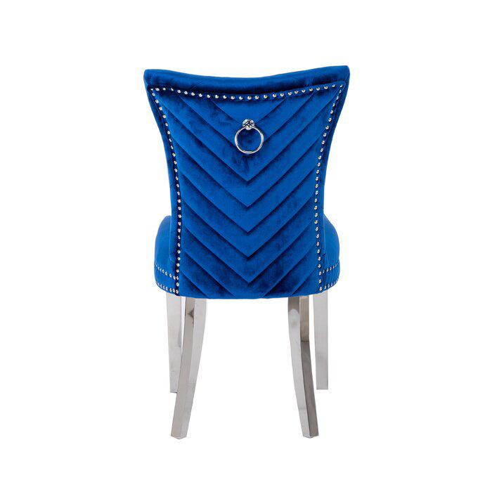 Eva 2 Piece Stainless Steel Legs Chair Finish with Velvet Fabric in Blue. Picture 6