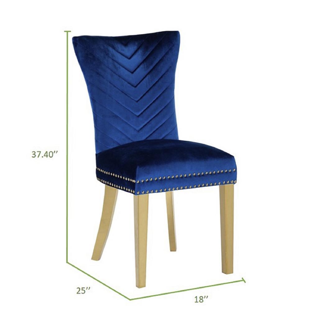 Eva Gold Legs Dining Chairs Finished with Velvet Fabric - 2 Chair per Box. Picture 5