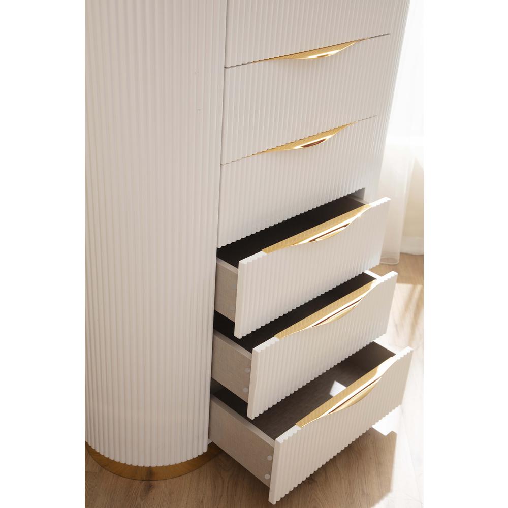 Laura Gold Detailed Chest made with Wood in White. Picture 4