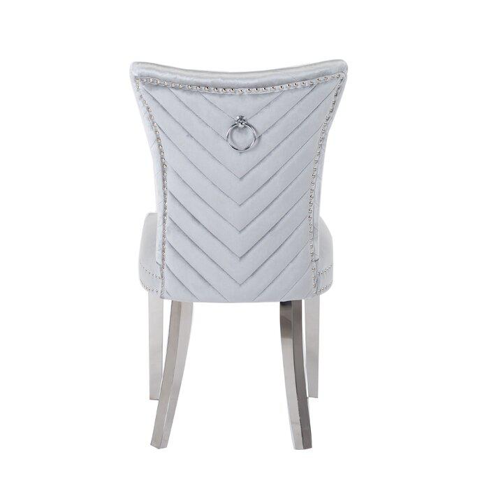 Eva 2 Piece Stainless Steel Legs Chair Finish with Velvet Fabric in Silver. Picture 6