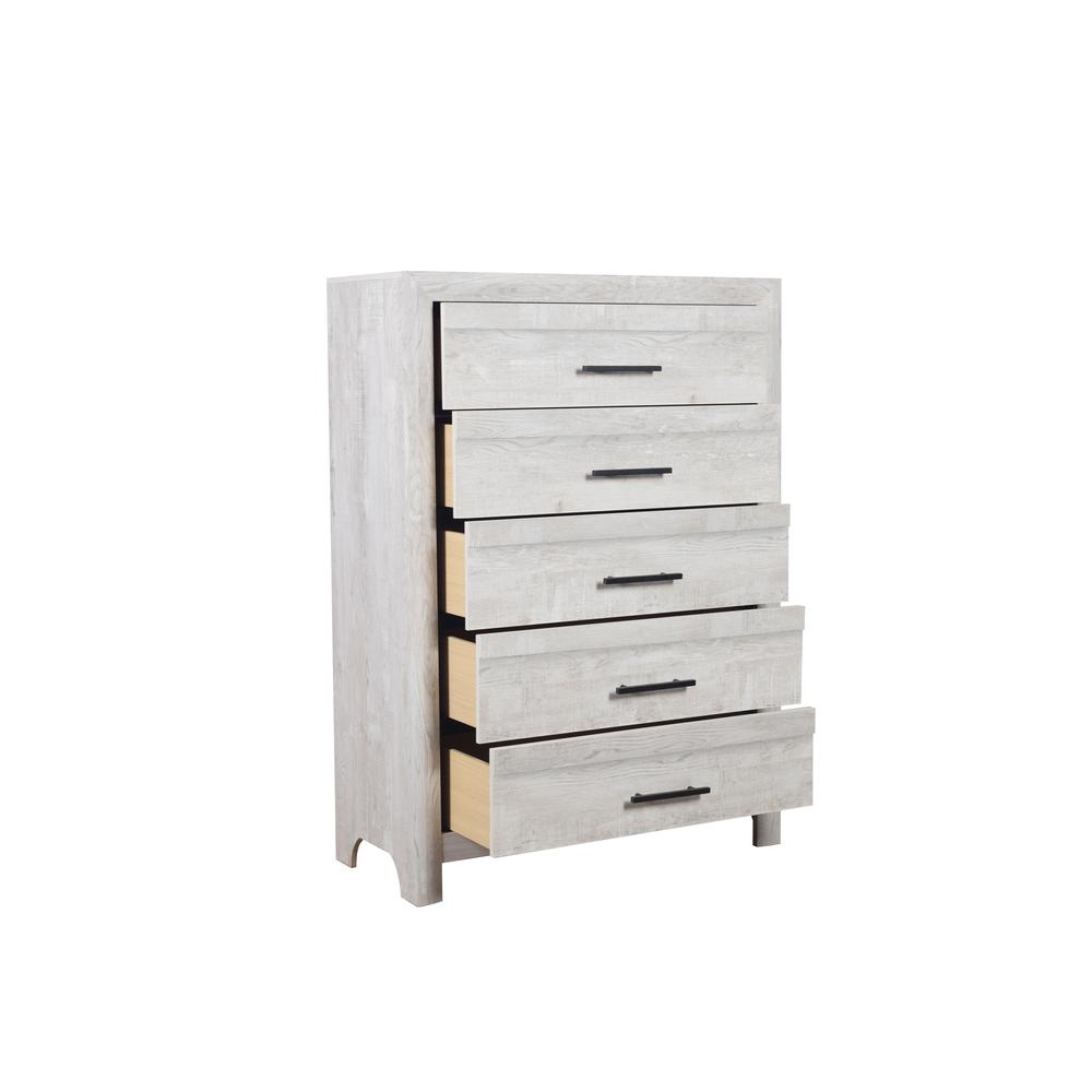 Denver Modern Style 5-Drawer Chest Wood Finish Rustic Oak. Picture 2