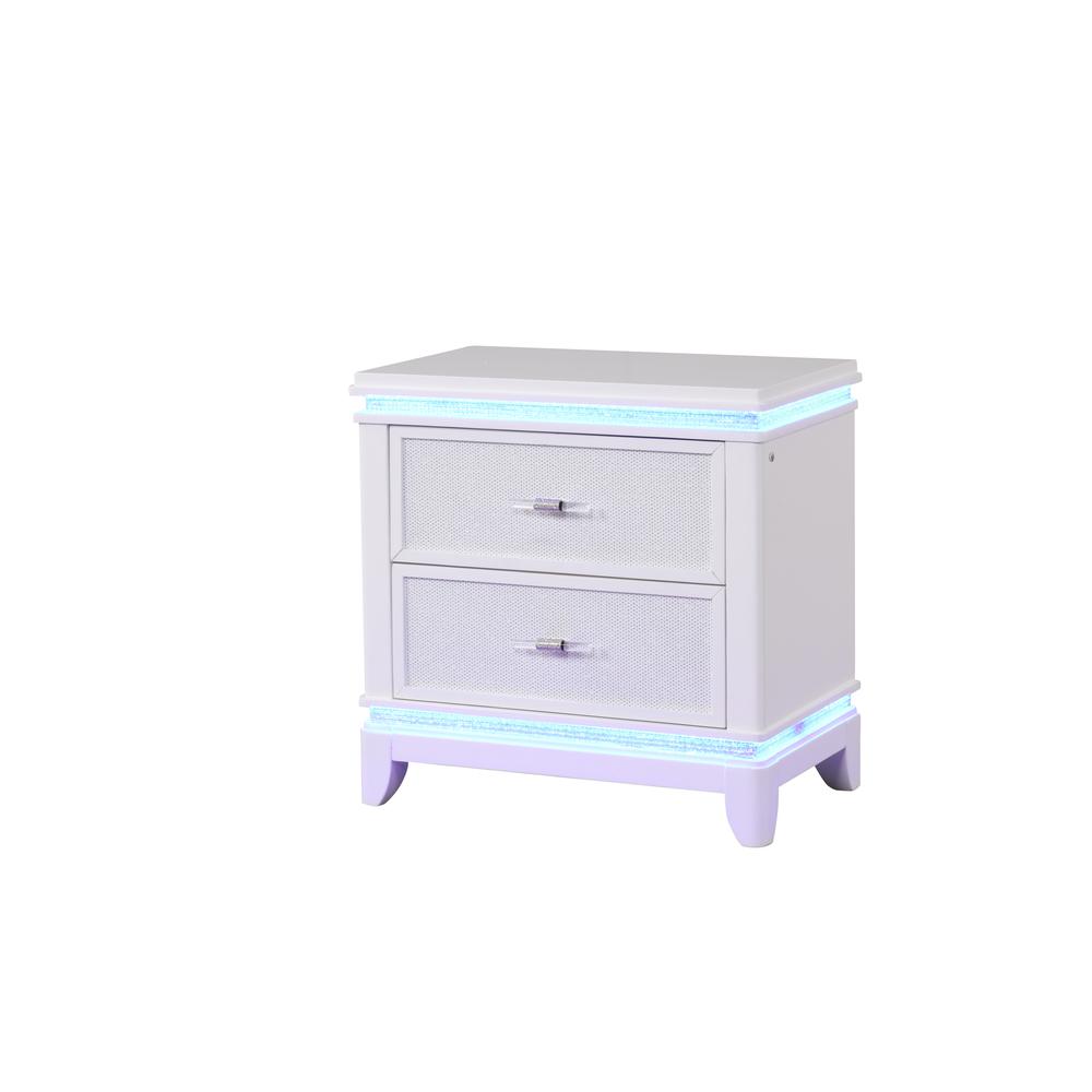 Opium  2-Drawer Nightstand with Mirrored Inserts and Subtle LED Illumination. Picture 1