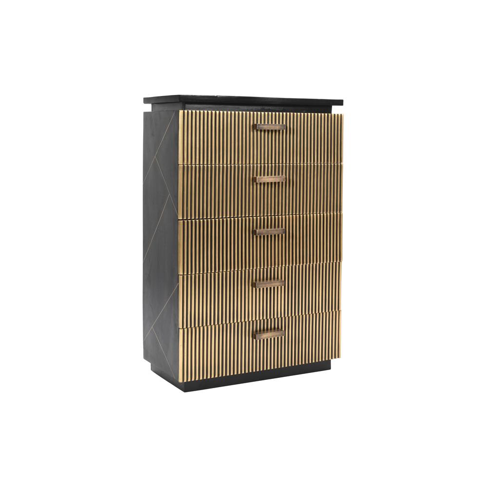 5-Drawer Chest Made with Mango Wood  Finish with Brass Metal. Picture 3