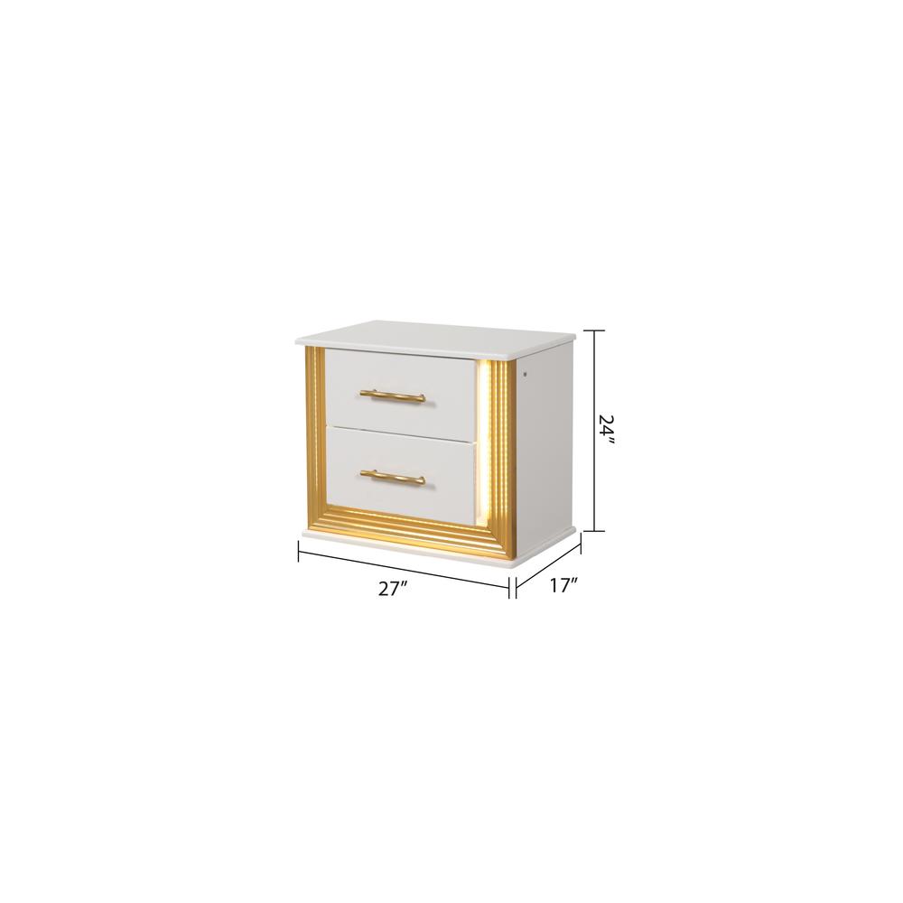 Obsession Contemporary Style 2-Drawer Nightstand Made with Wood & Gold Finish. Picture 5