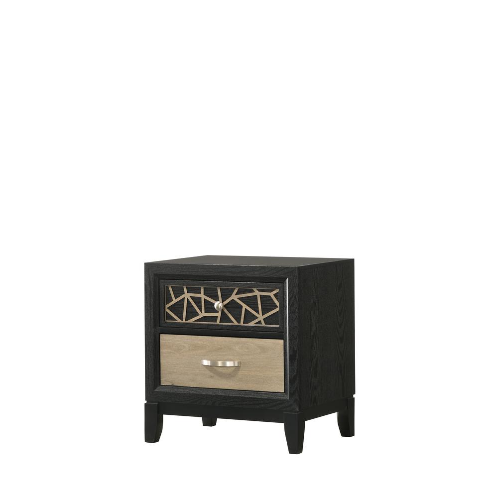 Modern   Style 2-Drawer Nightstand Made in Wood with Wooden Pattern. Picture 2