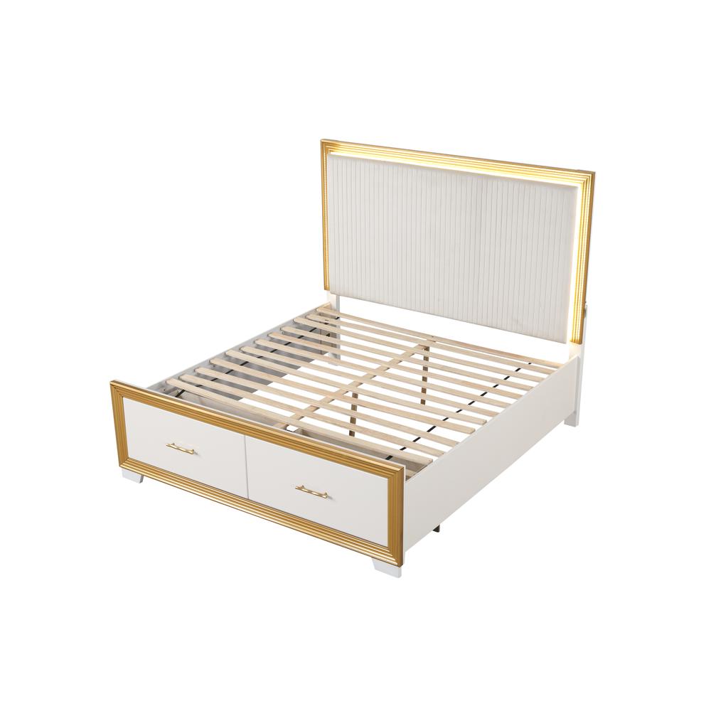 Obsession Contemporary Style Queen/King Tufted Bed Made with Wood & Gold Finish. Picture 1