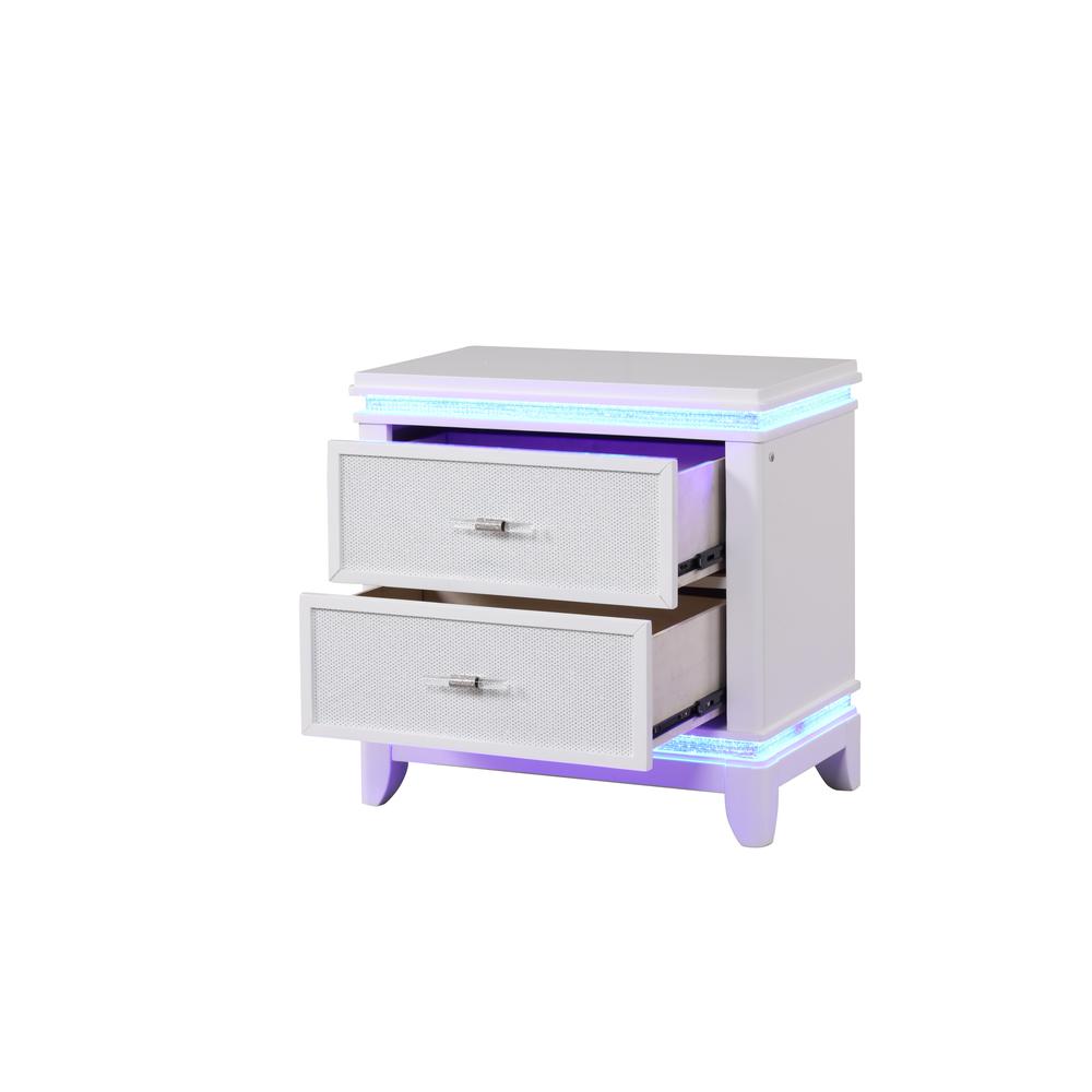 Opium  2-Drawer Nightstand with Mirrored Inserts and Subtle LED Illumination. Picture 3