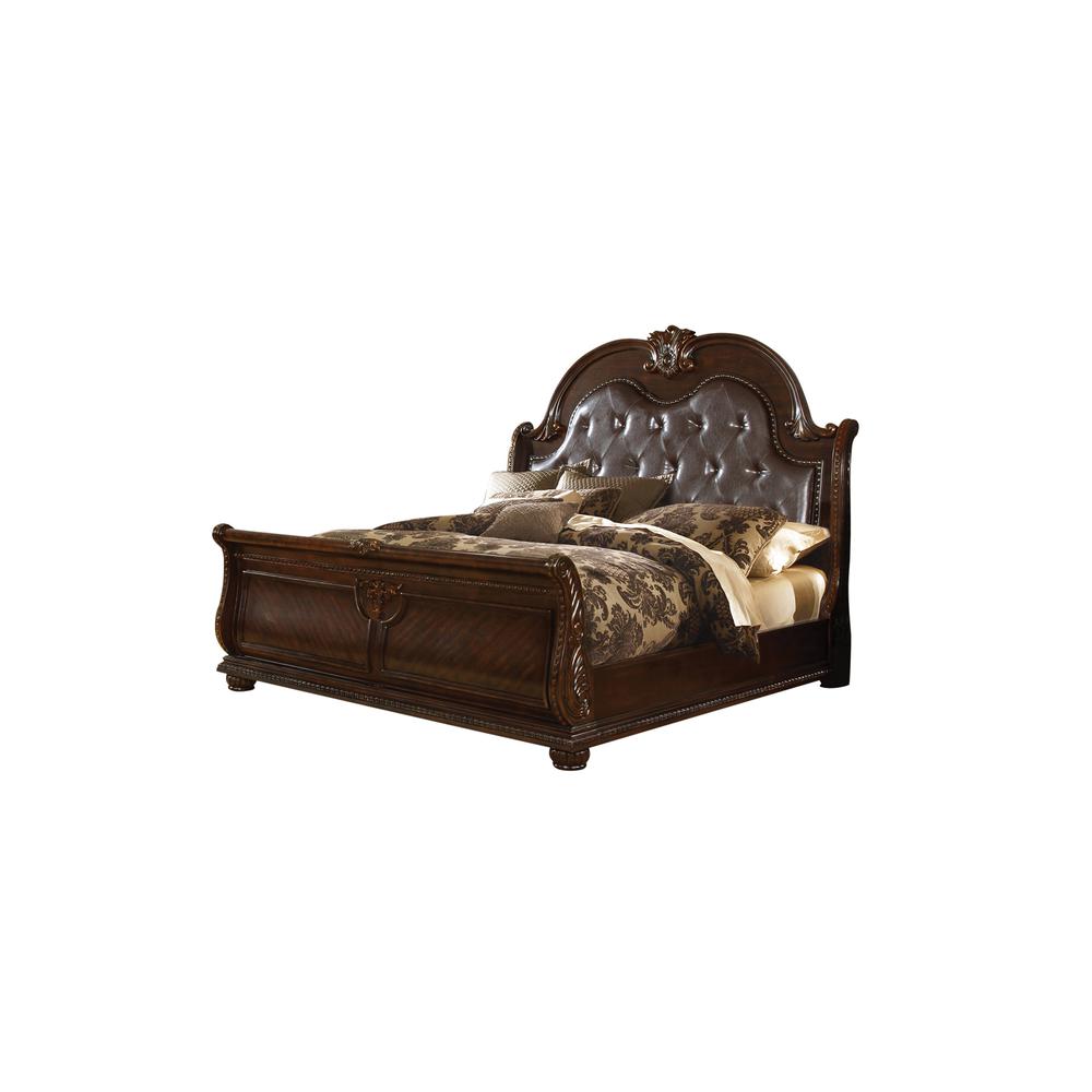 Roma Traditional Style Queen/King Button Tufted Bed Made with Wood. Picture 2