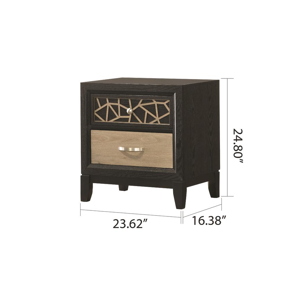 Modern   Style 2-Drawer Nightstand Made in Wood with Wooden Pattern. Picture 3