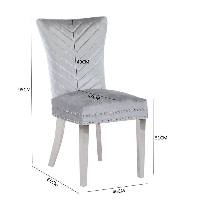 Eva 2 Piece Stainless Steel Legs Chair Finish with Velvet Fabric in Silver. Picture 7