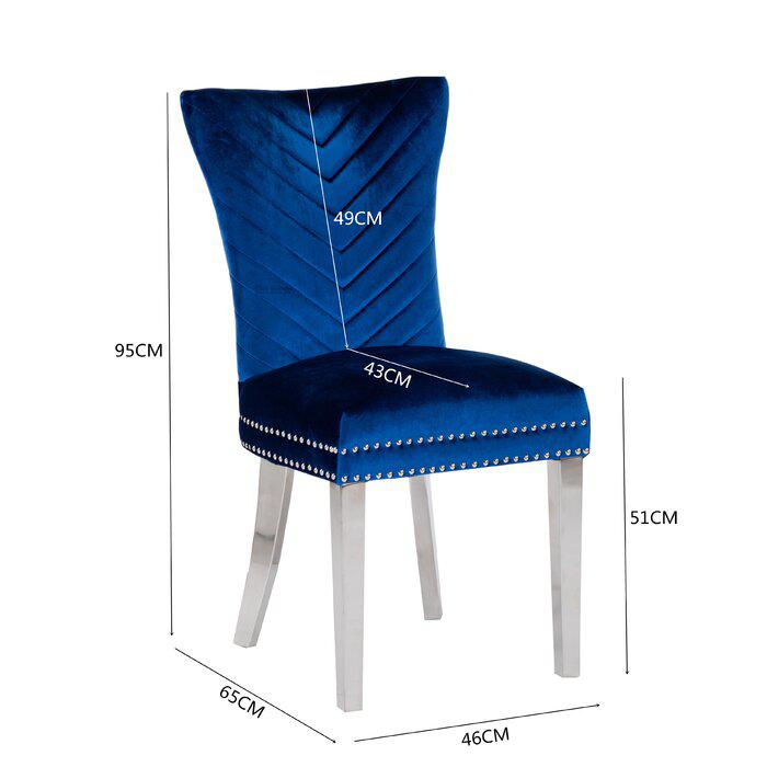 Eva 2 Piece Stainless Steel Legs Chair Finish with Velvet Fabric in Blue. Picture 7