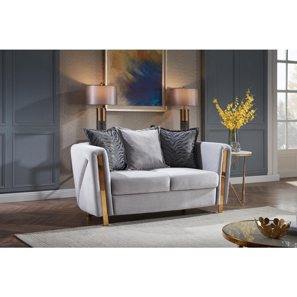 Chanelle Modern Style Upholstery Velvet Loveseat Made with Wood & Gold Finish. Picture 1