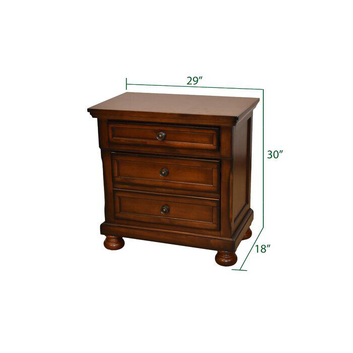 Austin Transitional Style 3-Drawer Nightstand Made with Wood. Picture 3