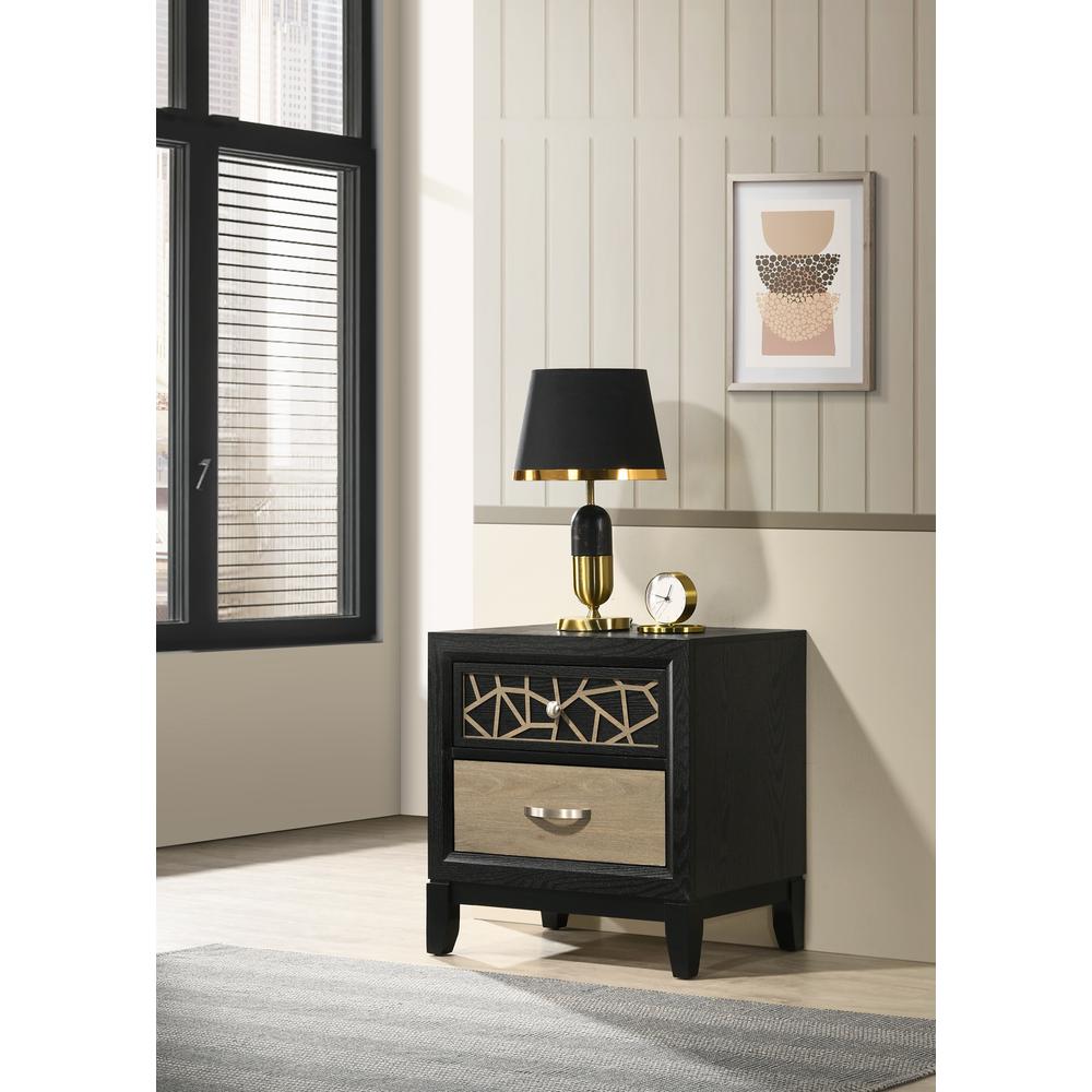 Modern   Style 2-Drawer Nightstand Made in Wood with Wooden Pattern. Picture 1