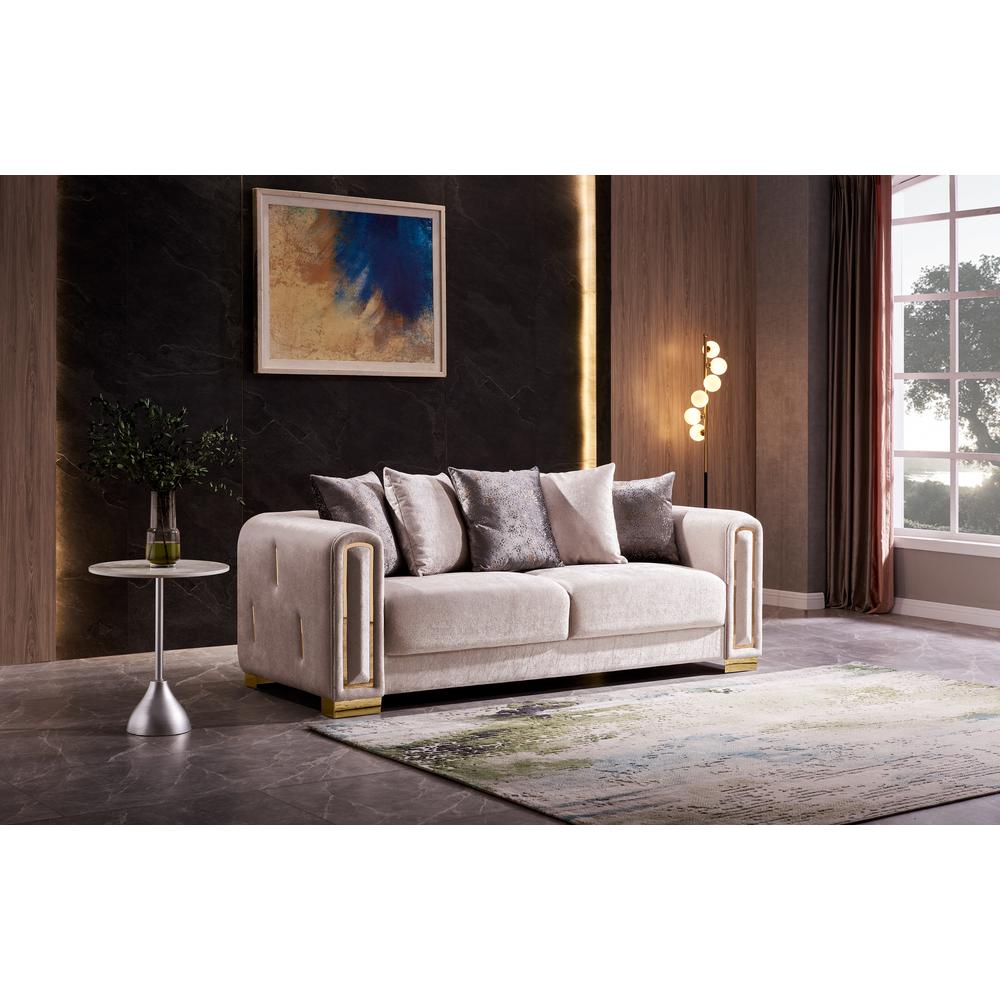 Impreza Modern Style Upholstery Velvet Sofa Made with Wood & Gold Finish. Picture 1