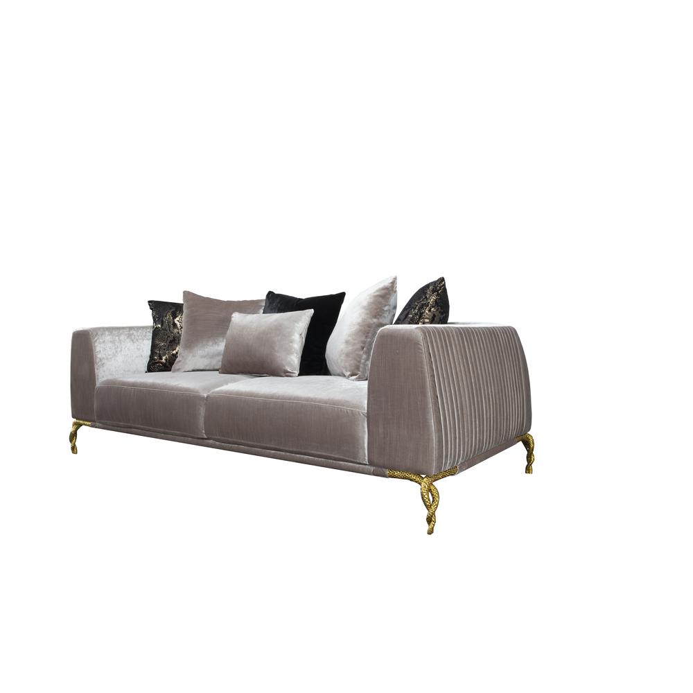 Majesty Contemporary Style Sofa Made with Wood & Black and Gold Accent. Picture 5