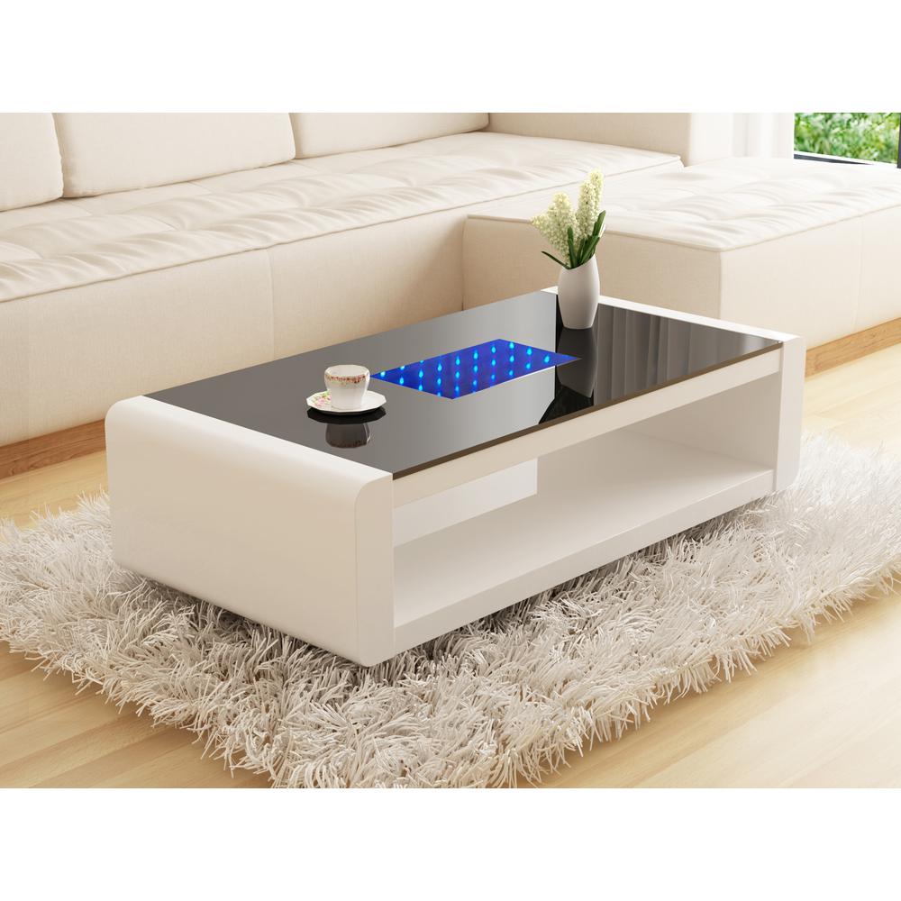 Chelsea Modern   Style Built in LED Coffee Table Made with Wood  Glossy Finish. Picture 2