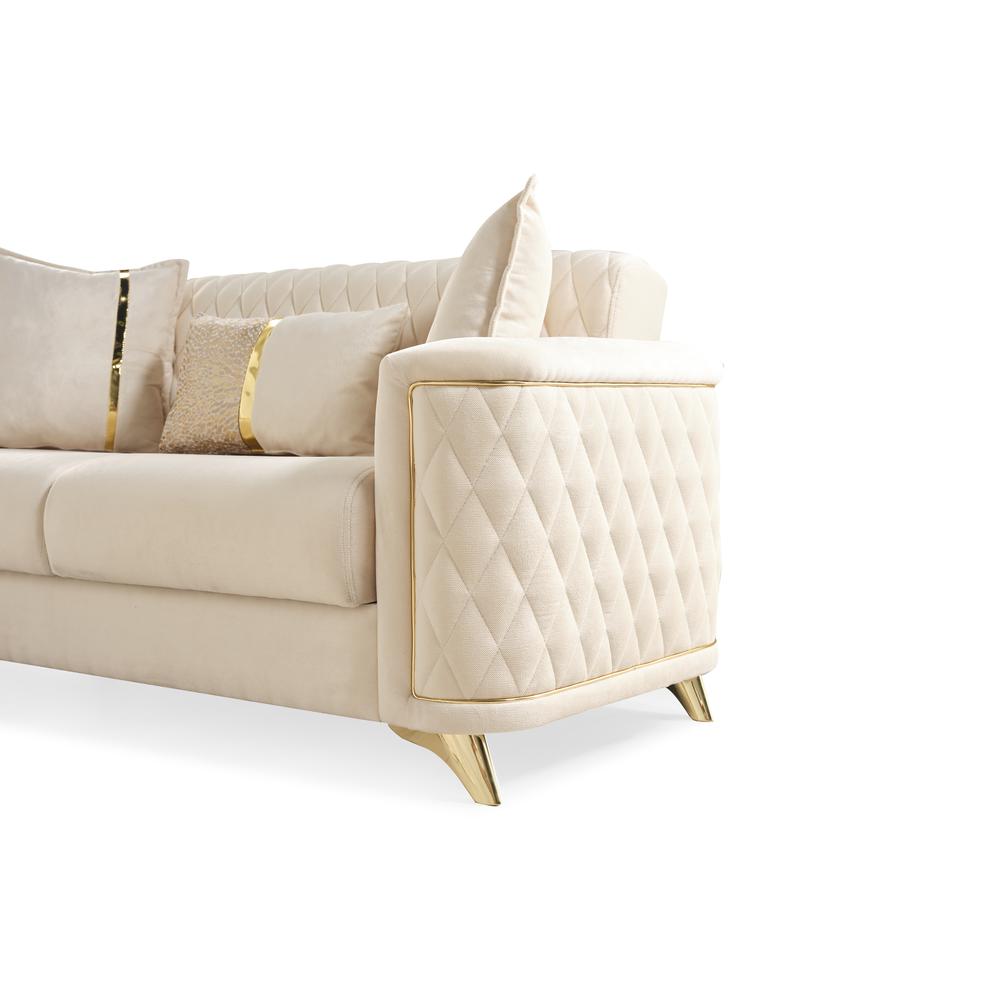 Chanelle  Upholstery Velvet  Living Room Set Made with Wood  Gold Finish. Picture 8
