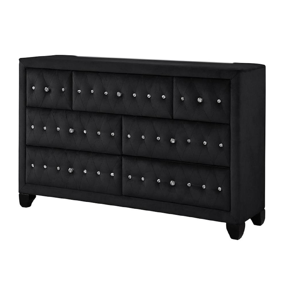 Sophia Crystal Tufted 7-Drawer Dresser finished with Velvet Fabric / Wood. Picture 2