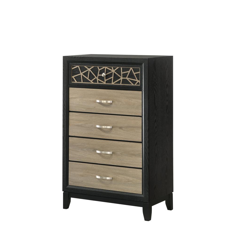 Modern  Contemporary Style 5-Drawer Chest Made in Wood with Wooden Pattern. Picture 2
