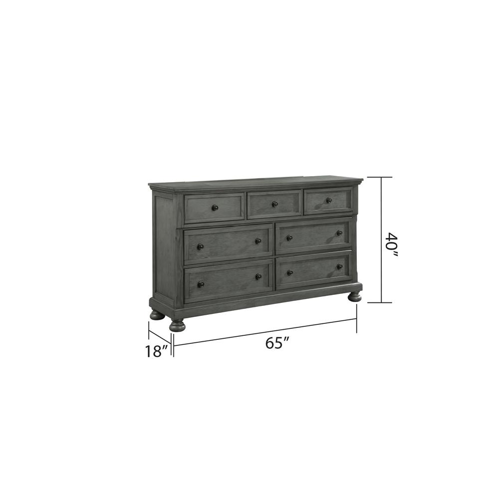 Jackson Modern Style 7-Drawer Dresser Made with Wood & Rustic Gray Finish. Picture 2